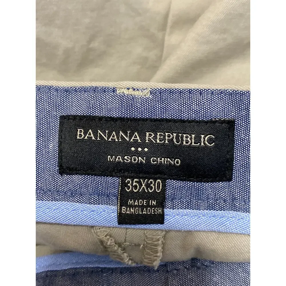 Banana Republic Mason Tapered Men's Khaki Beige Chino Trousers Pants Size 35